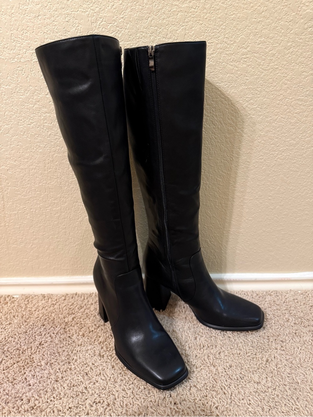 Women's Black Over-the-Knee Block Heel Boots